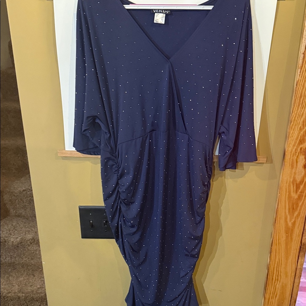 VENUS Midnight Blue Ruched Dress